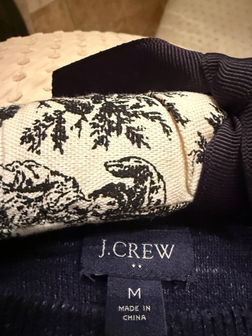 J. Crew 100% Cotton Dark Blue Crewneck Raglan  Long-Sleeve Pullover size M